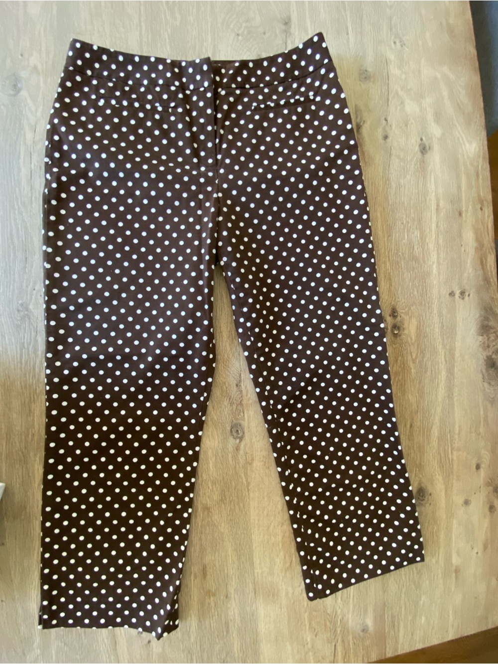 Women's Brown Polka Dot Cropped Pants